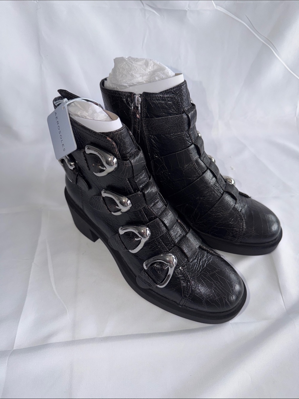 Frye Black Buckle Strap Ankle Booties